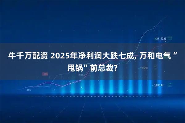 牛千万配资 2025年净利润大跌七成, 万和电气“甩锅”前总裁?